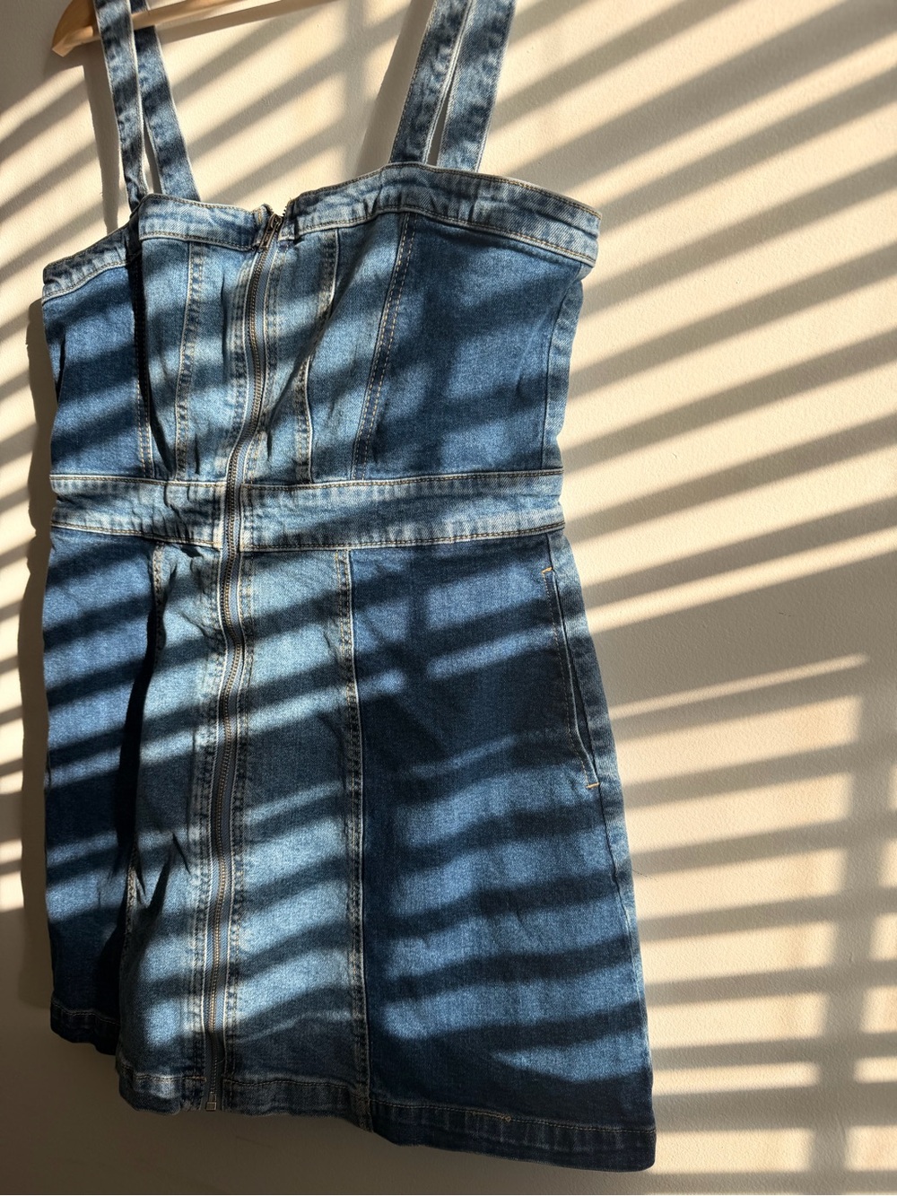 Blue Denim Strappy Mini Dress